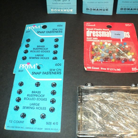Vintage Lot of Notions 4 Zippers, Prym Snaps, Dressmaker Pins, Ball Point Pins - Picture 3 of 4